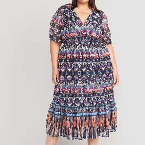 NWT Old Navy Waist-Defined V-Neck Midi Dress for Women - Picture 5 of 5